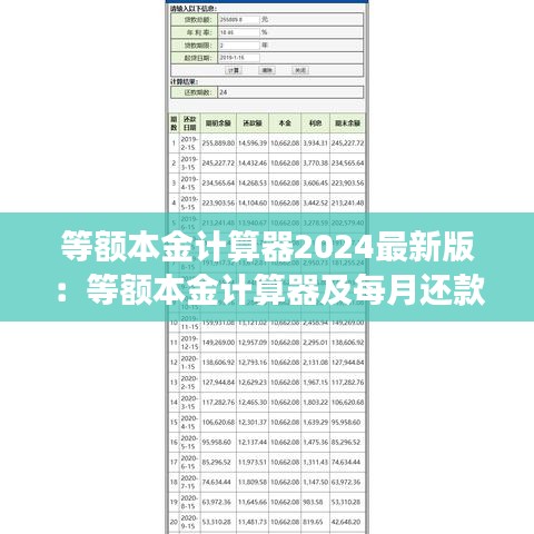 等额本金计算器2024最新版：等额本金计算器及每月还款明细 