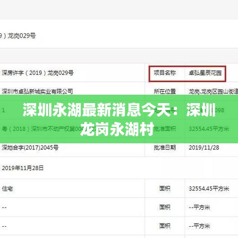 深圳永湖最新消息今天：深圳龙岗永湖村 