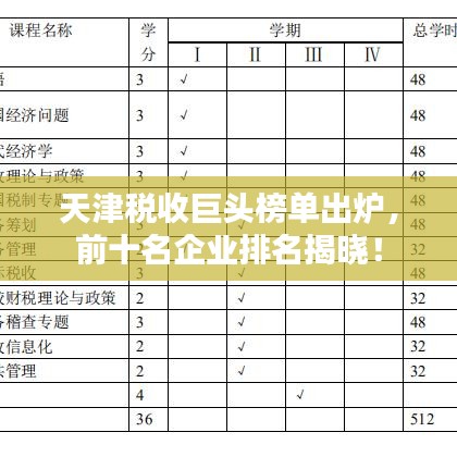 天津税收巨头榜单出炉，前十名企业排名揭晓！